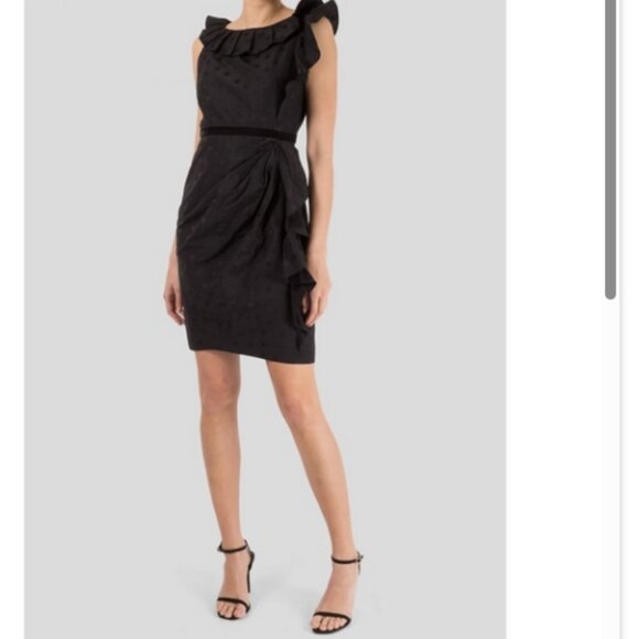 MARC JACOBS Polka Dot Jacquard Ruffle Cocktail Dress - Size 6 - Picture 3 of 11